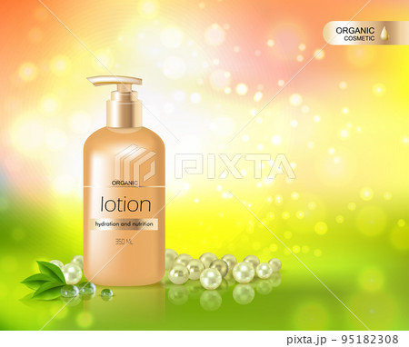 Gold  Bottle Of Lotion For Skin Hydration 95182308