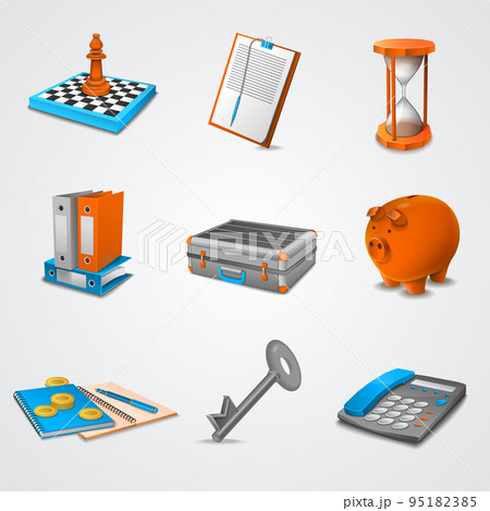Business realistic icons Business realistic icons 95182385