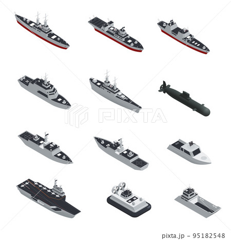 Military Boats Isometric Icon Set 95182548