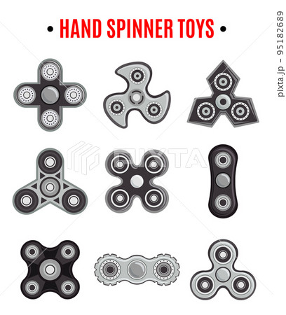 Hand Spinner Black Icons Set 95182689