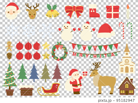 Cute Christmas illustration set hand drawn style Cute Christmas illustration set hand drawn style 95182947