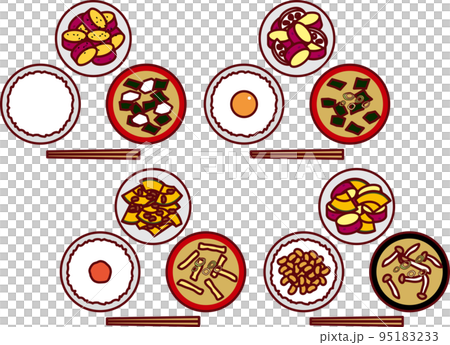 米飯、味噌湯和紅薯 95183233