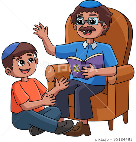Hanukkah Grandfather Tells Stories Clipart  95184493