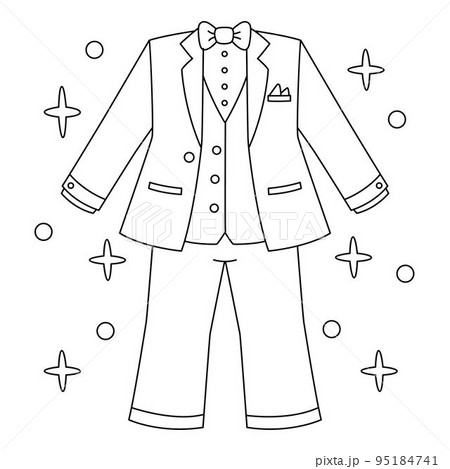 Wedding Groom Suit Coloring Page for Kids 95184741