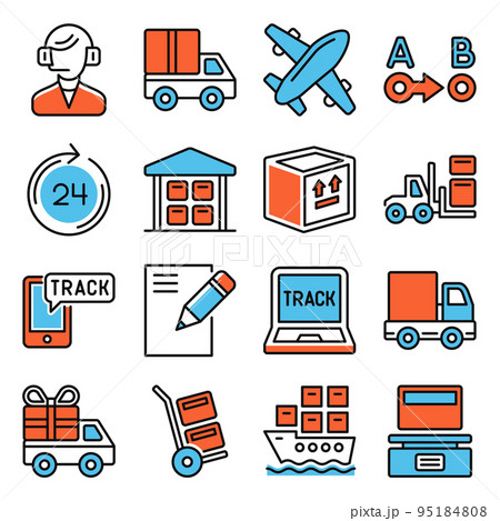 Delivery Icons Set on White Background. Vector 95184808
