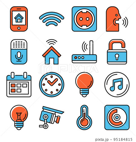 Smart Home Icons Set on White Background. Vector 95184815