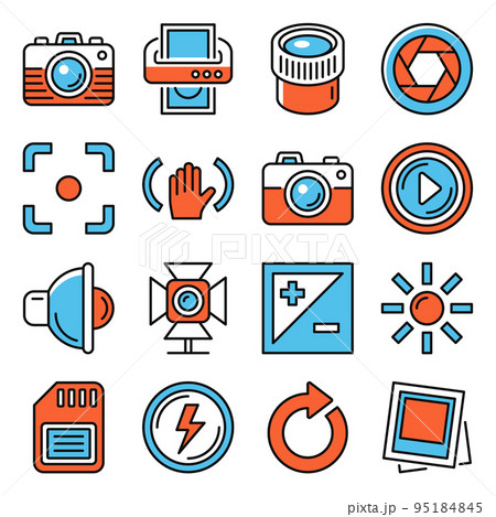 Photo Icons Set on White Background. Vector 95184845