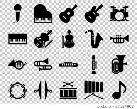Set of musical instrument icons _ black solid Set of musical instrument icons _ black solid 95184902