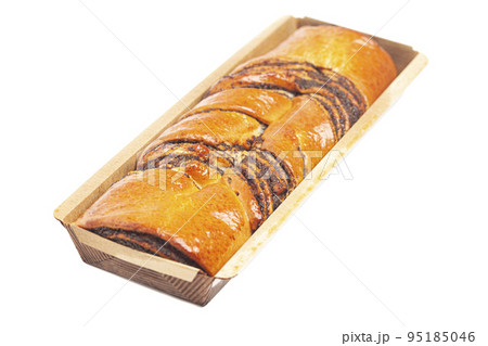 poppy seed strudel isolated on white 95185046