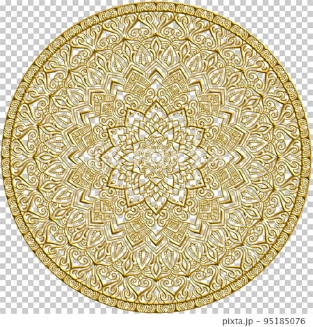 Mandala art (goldwork style, geometric pattern, flower) Mandala art (goldwork style, geometric pattern, flower) 95185076
