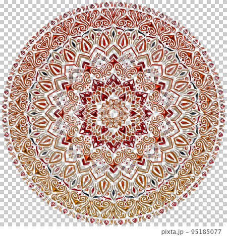Mandala art (metal relief style, geometric pattern, warm color) Mandala art (metal relief style, geometric pattern, warm color) 95185077