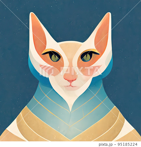 Sphynx cat. Stylized cat head. Abstract portrait of a cat. Cat portrait flat illustration. Digital illustration. 95185224
