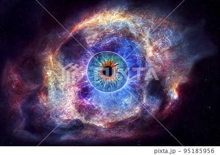 Outer space nebula abstract effect. Iris, eye of the universe. abstract circle explosion of hot orange and electric blue gases. Outer space nebula abstract effect. Iris, eye of the universe. abstract circle explosion of hot orange and electric blue gases. 95185956