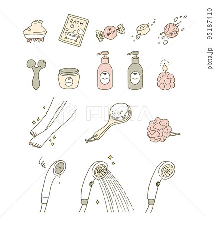 ビューティー　バスルームグッズのイラストレーションセット 95187410