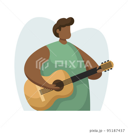 Vector illustration of a guitarist. Creative profession. Line art 95187437