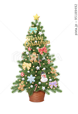 realistic christmas tree illustration - Stock Illustration