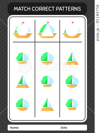 Match pattern game with sailing boat. worksheet for preschool kids, kids activity sheet 95189756