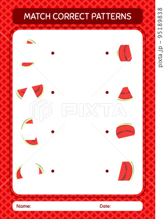 Match pattern game with watermelon. worksheet for preschool kids, kids activity sheet 95189838