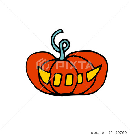 Doodle Halloween scary orange pumpkin Vector Illustration Doodle Halloween scary orange pumpkin Vector Illustration 95190760