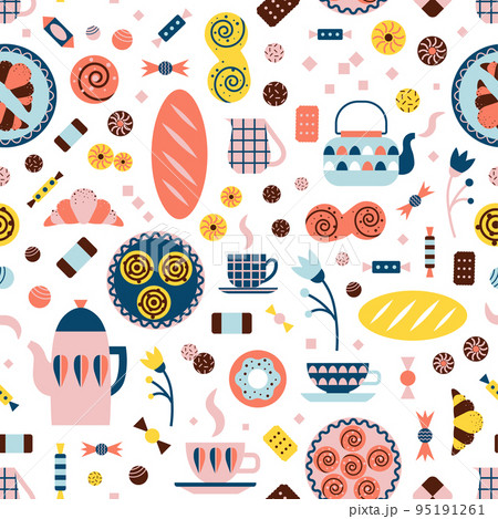 Swedish Fika Coffee Break Hand Drawn Set 95191261