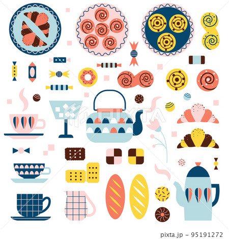 Swedish Fika Coffee Break Hand Drawn Set Swedish Fika Coffee Break Hand Drawn Set 95191272