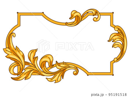 Decorative floral frame in baroque style. - Stock Illustration  [95191518] - PIXTA