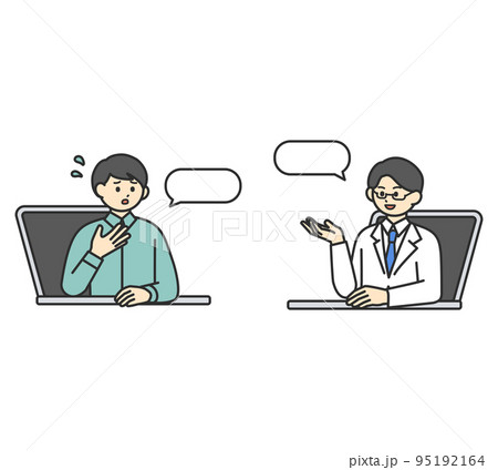 オンライン診療のイメージイラスト素材 95192164
