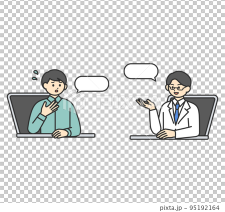 オンライン診療のイメージイラスト素材 95192164