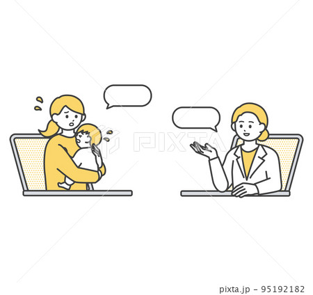 オンライン診療のイメージイラスト素材 95192182