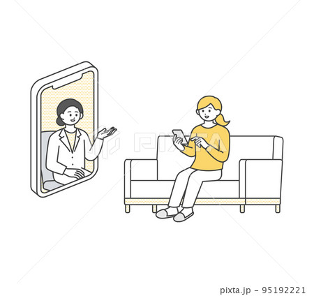 オンライン診療のイメージイラスト素材 95192221