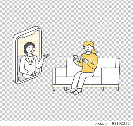オンライン診療のイメージイラスト素材 95192221