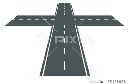 Crossroad icon. Asphalt speed path. Highway road Crossroad icon. Asphalt speed path. Highway road 95193098