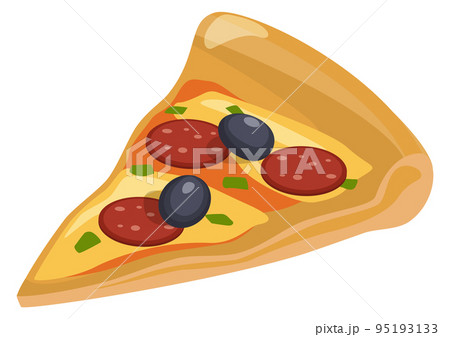 Pizza slice icon. Cartoon italian fast food Pizza slice icon. Cartoon italian fast food 95193133
