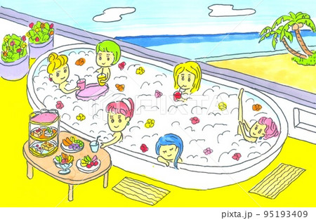 泡風呂を楽しむ女の子たち 95193409