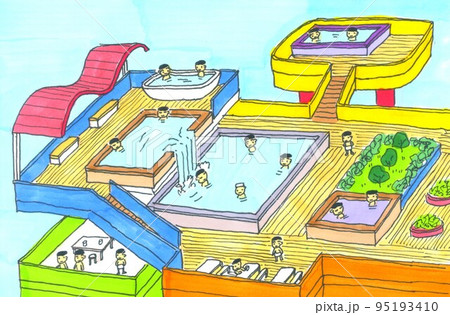 露天温泉を楽しむ少年たち 95193410