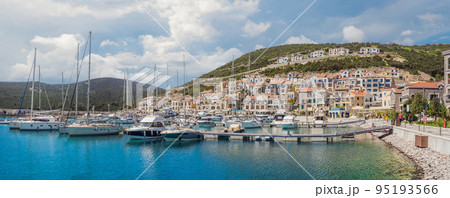 Architecture and luxury yachts in Lustica Bay, Montenegro. Travel around Montenegro concept. Go Everywhere Architecture and luxury yachts in Lustica Bay, Montenegro. Travel around Montenegro concept. Go Everywhere 95193566