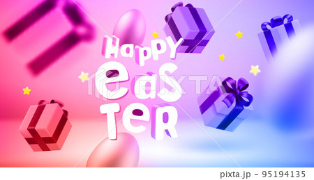 Gift boxes and eggs in the air. 3d vector banner with copy space 95194135