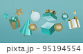 Realistic 3d white gold and turquoise trendy festive background. 95194554