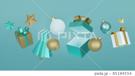 Realistic 3d white gold and turquoise trendy festive background. 95194554