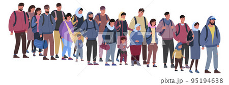 People waiting in line. Migrant queue. Refugees crowd People waiting in line. Migrant queue. Refugees crowd 95194638