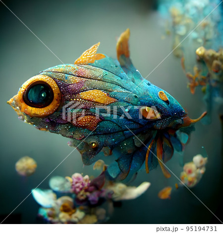 Underwater background with various sea views. Underwater scene. Cute sea fishes ocean underwater animals. 95194731