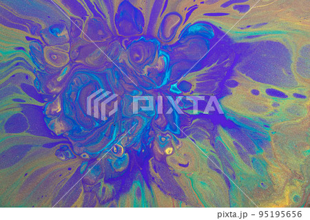 Abstract background from flowing colored liquid paints 95195656