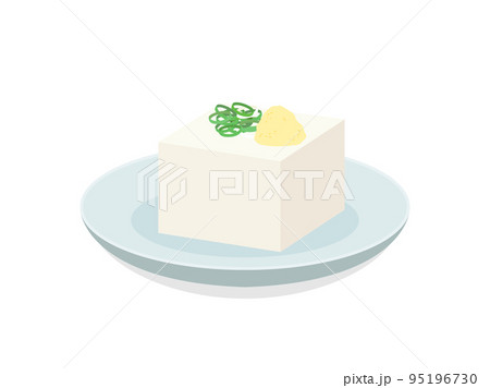 薬味をのせた豆腐のイラスト 薬味をのせた豆腐のイラスト 95196730