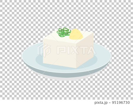 薬味をのせた豆腐のイラスト 薬味をのせた豆腐のイラスト 95196730