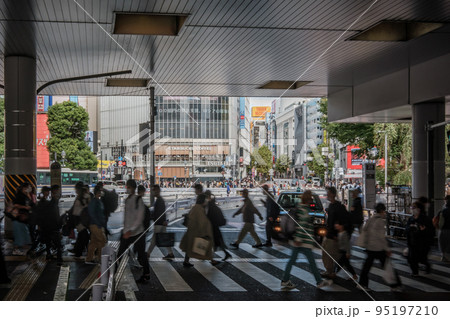 渋谷駅前 渋谷マークシティ前の横断歩道の雑踏 東京都渋谷区 渋谷駅前 渋谷マークシティ前の横断歩道の雑踏 東京都渋谷区 95197210