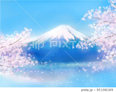 富士山と桜の風景 95198169