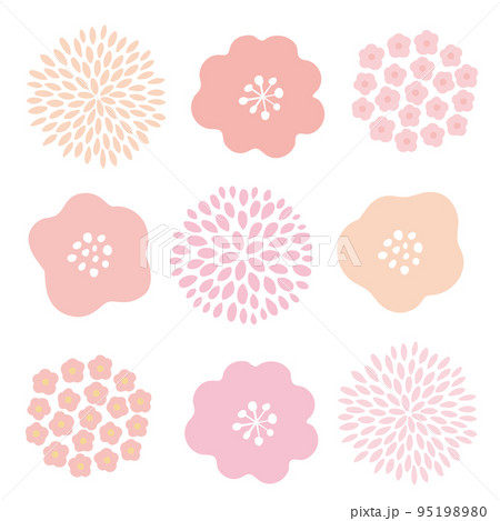 いろいろな形の和風の花のセット 95198980