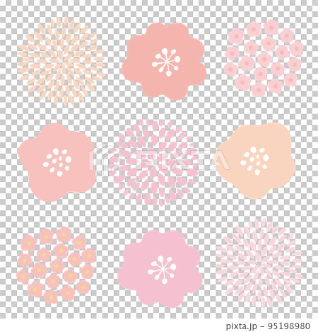 いろいろな形の和風の花のセット 95198980