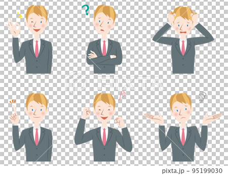 Set of male facial expressions and poses 95199030