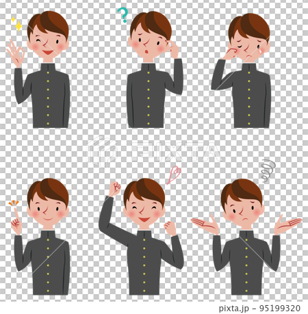 男學生套面部表情和姿勢 95199320